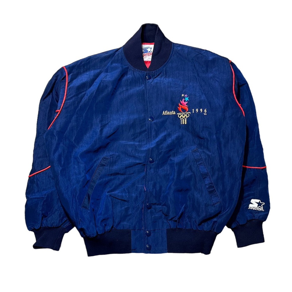 Vintage 1996 Atlanta Olympic USA Starter Satin Jacket Size‎ Large Navy Blue